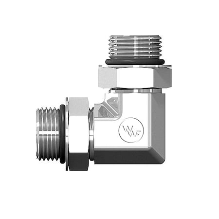 World Wide Fittings Male O-Ring Boss Adjustable to Male O-Ring Boss Adjustable 90 Degree Union Elbow 6807X06X06